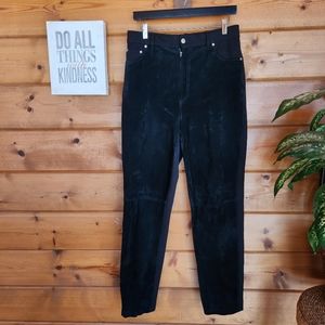 VIEN 💜 Black Pig Suede Leather Cotton Stretch Pockets Skinny High Rise 12 X 30"
